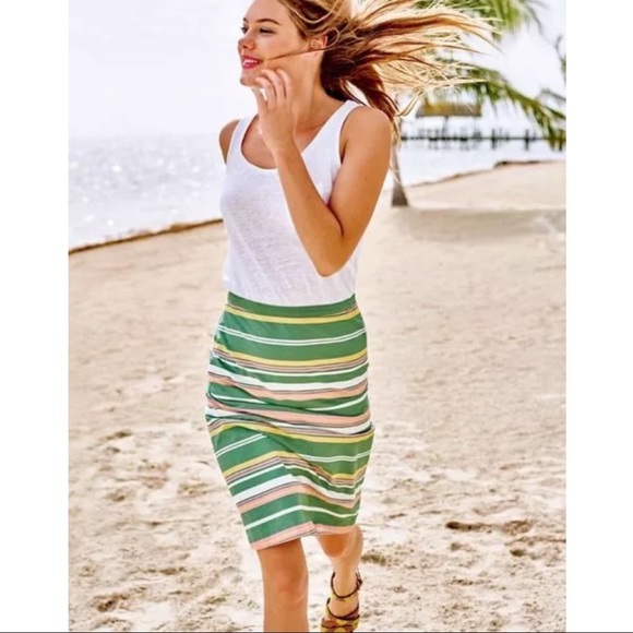 Boden Dresses & Skirts - BODEN GREEN MULTICOLOR STRIPES PRINTED COTTON A-LINE SKIRT WG578 - US 6R